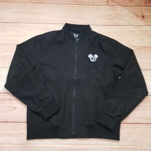 Cast Members Only Jacket Mens Large Black Bomber Full Zip Nylon Mickey Mouse